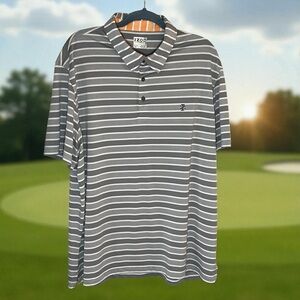 IZOD Men's Striped Polo Performance Golf Shirt - Gray White XXL A-008